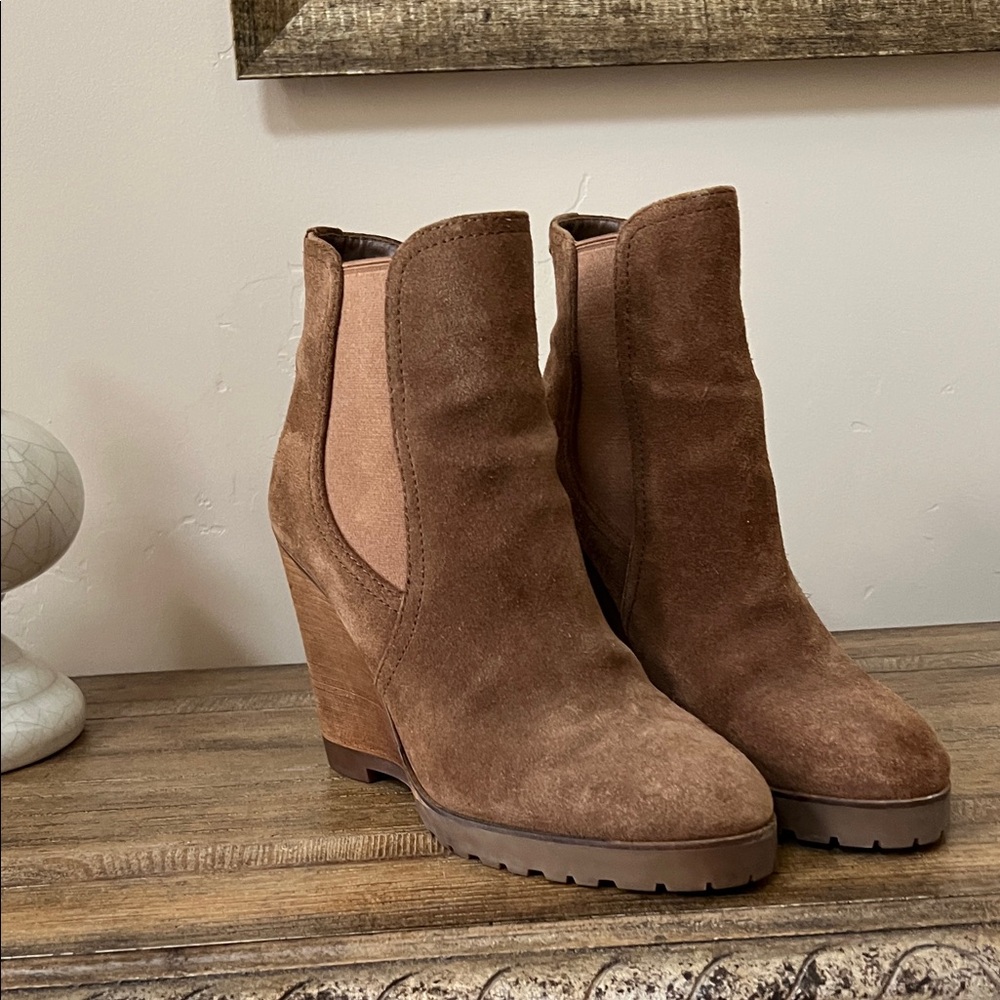 MICHAEL Michael Kors Tan Suede Wedge Boots